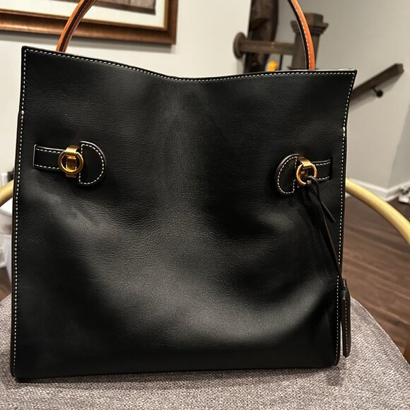 BLACKI LARGE TORY BURCH LEE RADZIWILL DOUBLE BAG WITH DUST BAG - Picture 5 of 9